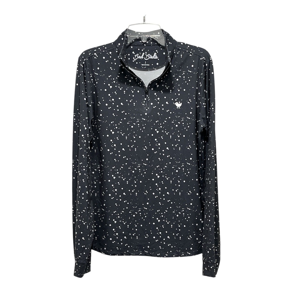 Bad Birdie Excellent Quarter Zip Pullover Womens Large Gray Splatter Print Golf - Picture 2 of 12
